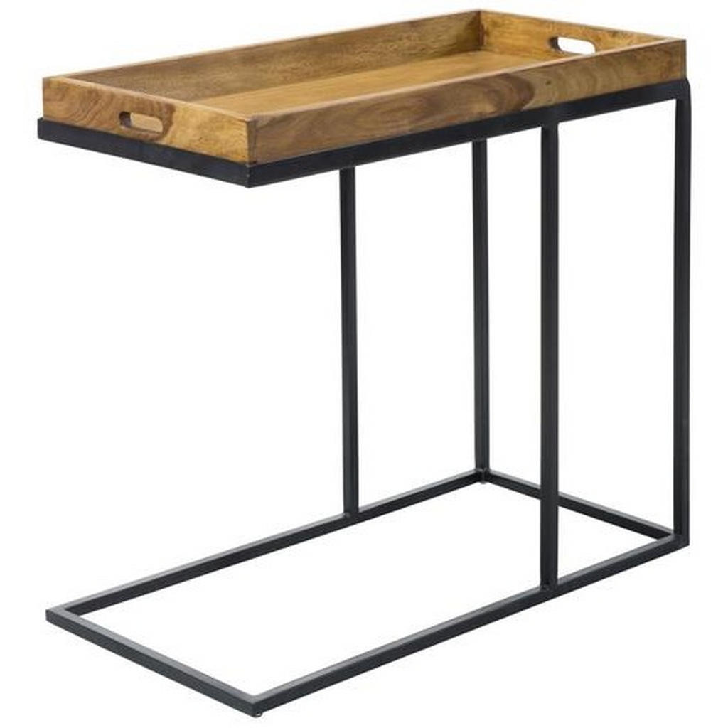 Beistelltisch In Tablettform Echtholz Sheesham/Schwarz