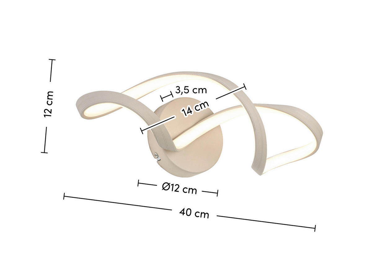 DECKENLEUCHTE 40/14/12 cm   - Sandfarben, Trend, Kunststoff/Metall (40/14/12cm) - Collet's Monde