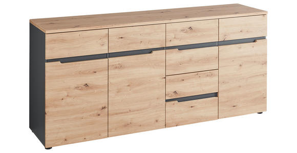 SIDEBOARD 180/82/44 cm  - Schwarz/Graphitfarben, Design, Holzwerkstoff/Kunststoff (180/82/44cm) - Voleo