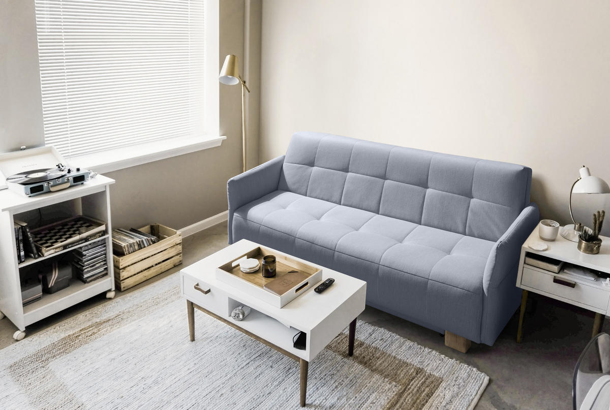 SCHLAFSOFA Hellblau  - Naturfarben/Hellblau, Design, Holz/Textil (165/92/102cm) - Novel