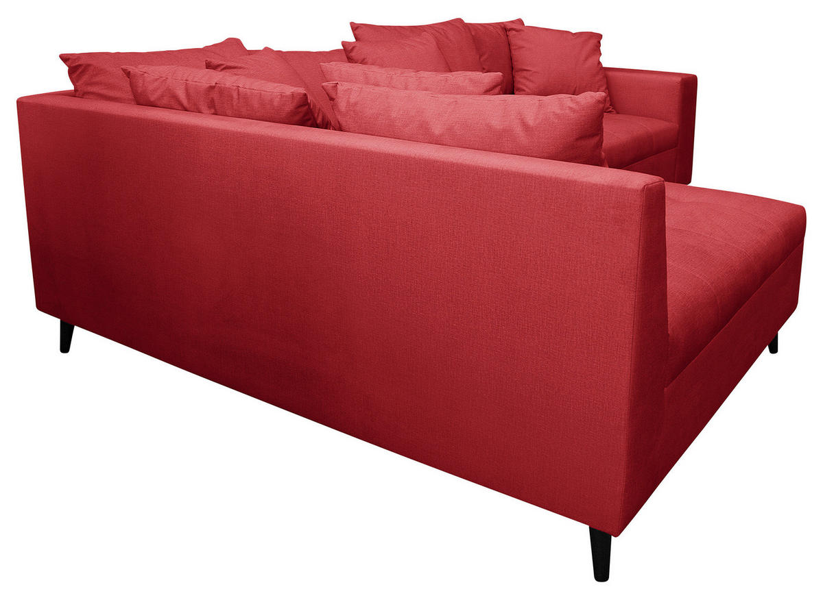 Ecksofa inkl. Hocker in Mikrofaser Rot  - Rot/Schwarz, Design, Holz/Textil (174/247cm) - MID.YOU