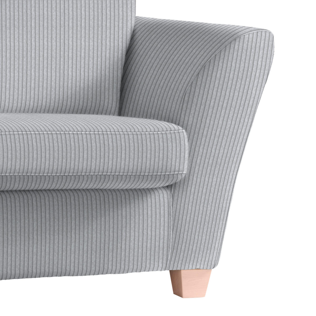 2-SITZER-SOFA in Cord Hellgrau  - Hellgrau/Naturfarben, Holz/Textil (190/70-85/95cm) - MID.YOU