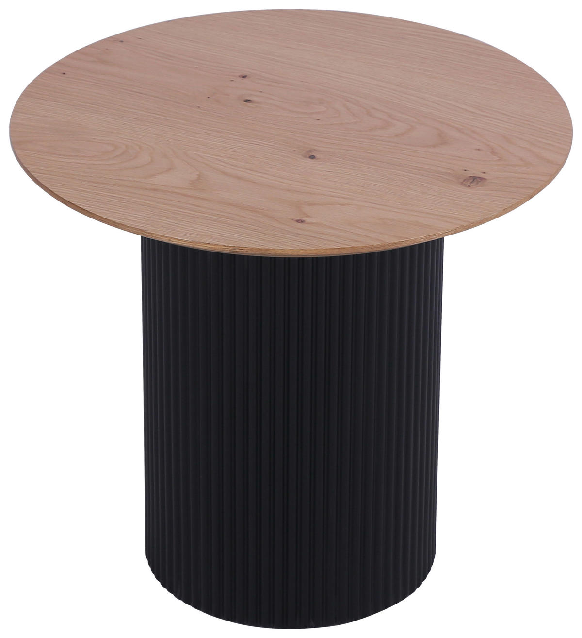 COUCHTISCH Eiche furniert 50/50/48 cm rund Schwarz, Eichefarben  - Eichefarben/Schwarz, Design, Holz/Holzwerkstoff (50/50/48cm) - Stylife