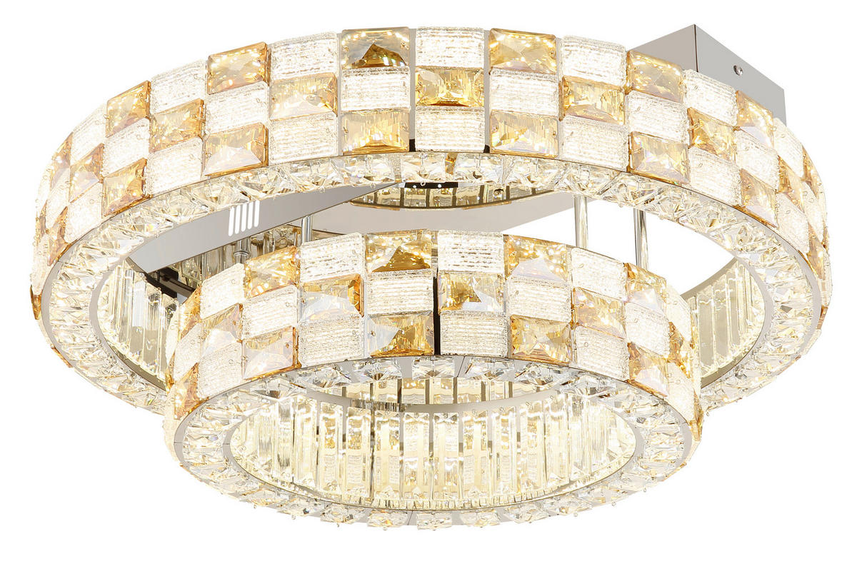 LED-DECKENLEUCHTE Lidia 61/24,5 cm  - Klar/Chromfarben, Design, Glas/Metall (61/24,5cm) - Globo