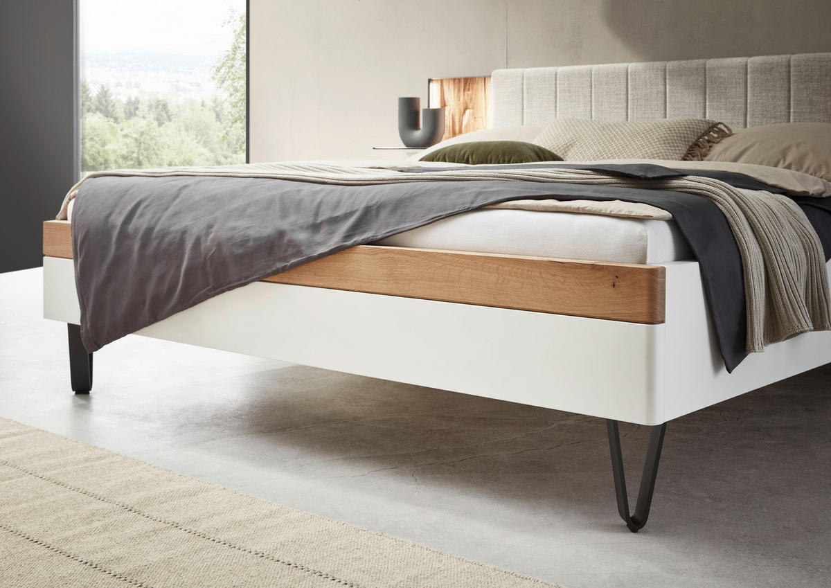 BETTANLAGE 180/200 cm  in Weiß, Wildeiche, Anthrazit, Naturfarben  - Wildeiche/Anthrazit, Design, Holz/Holzwerkstoff (180/200cm) - Dieter Knoll