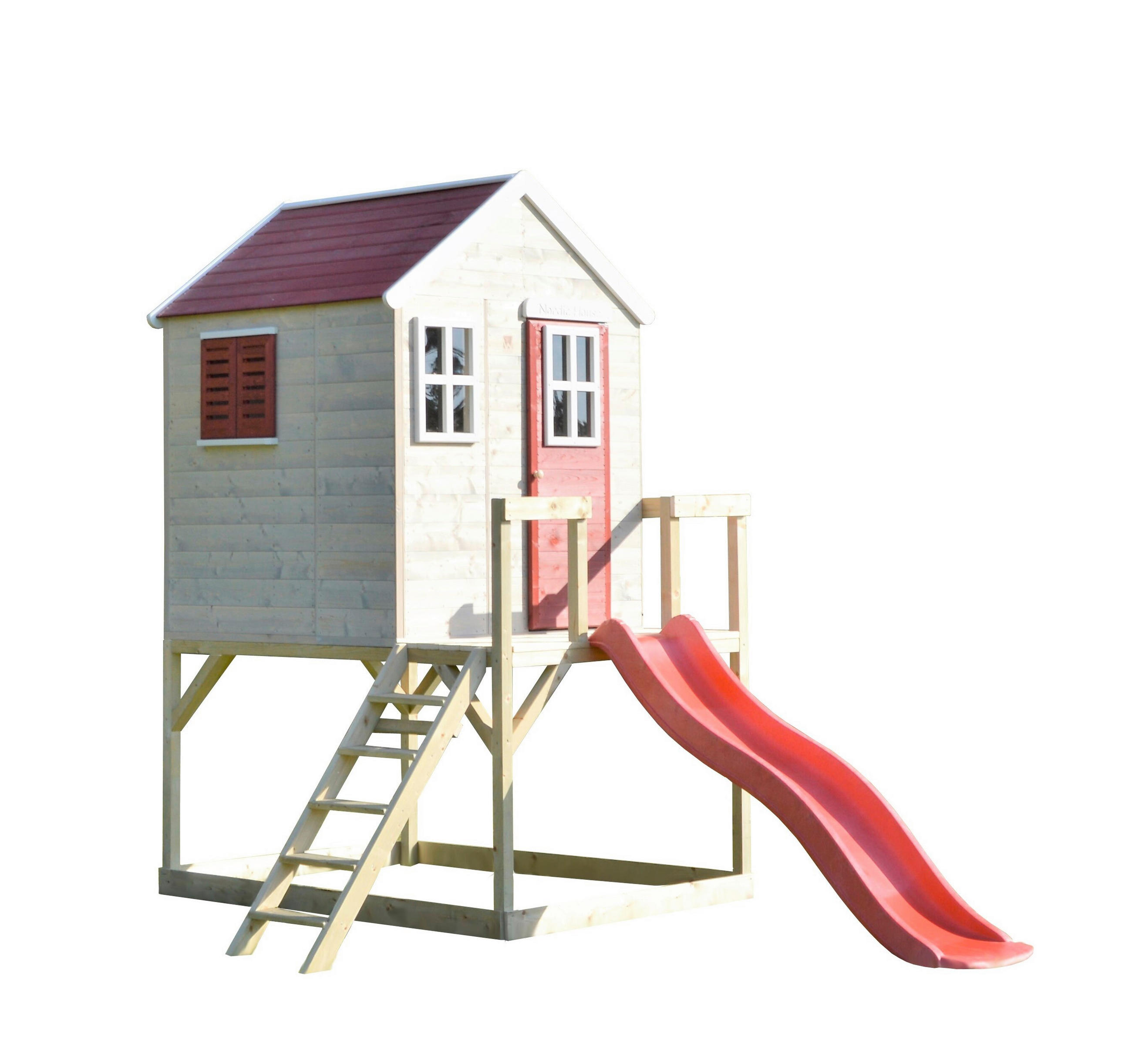 SPIELHAUS 197/242/310 cm  - Rot/Naturfarben, KONVENTIONELL, Holz (197/242/310cm)