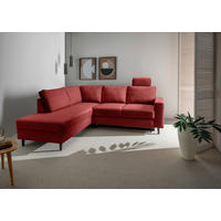 ECKSCHLAFSOFA in Rot Textil   - Rot/Schwarz, Modern, Holz/Textil (200/242cm) - Livetastic