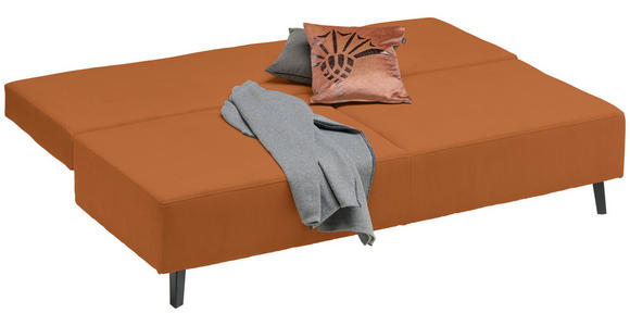 SCHLAFSOFA in Cord Orange - Schwarz/Orange, MODERN, Textil/Metall (193/85/88cm) - Novel
