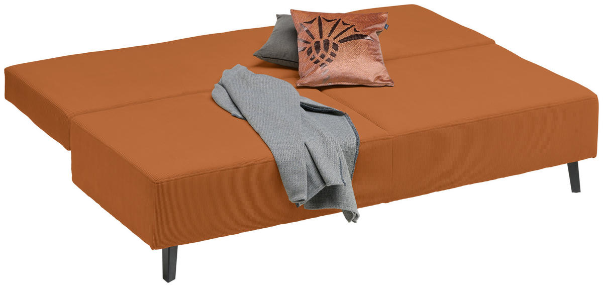 SCHLAFSOFA in Cord Orange  - Schwarz/Orange, Modern, Textil/Metall (193/85/88cm) - Novel
