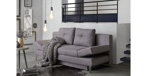 SCHLAFSOFA in Flachgewebe Dunkelgrau - Dunkelgrau/Schwarz, Design, Textil/Metall (200/85/90cm) - Novel