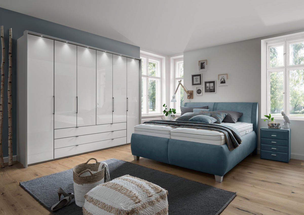 KÁRPITOZOTT ÁGY 180/200 cm  kékesszürke  - ezüst/kékesszürke, Design, műanyag/faalapú anyag (180/200cm) - Beldomo - Sleep