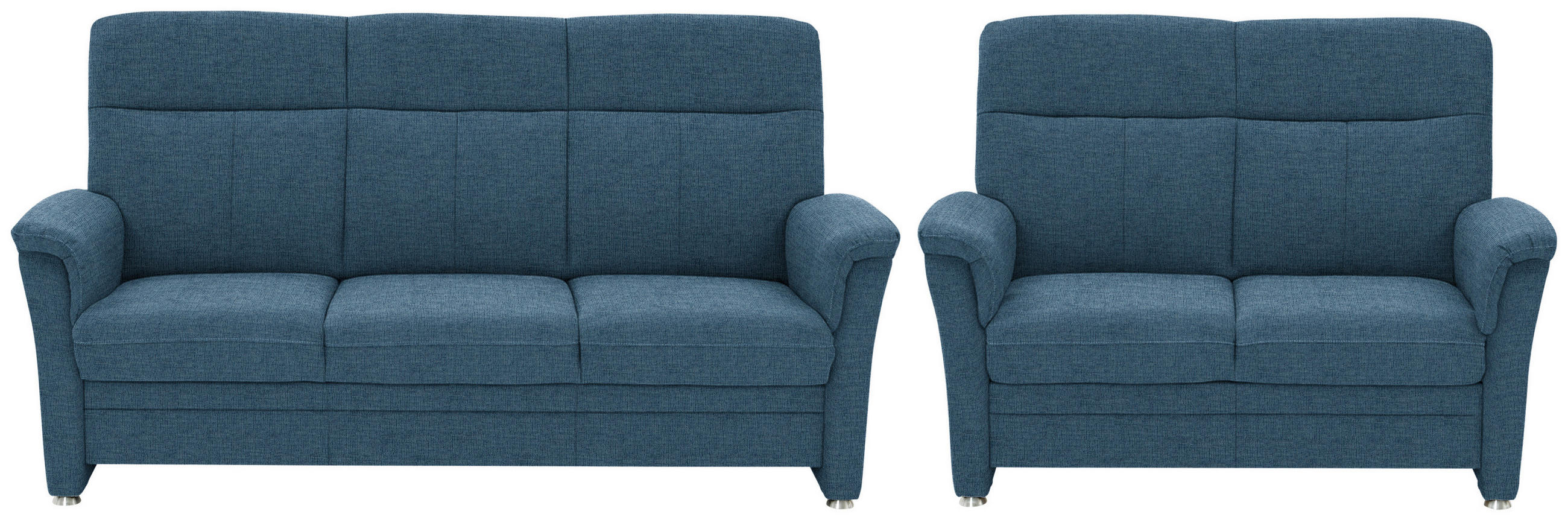 SITZGARNITUR 142-194/100/89 cm  in Flachgewebe Blau  - Blau/Alufarben, KONVENTIONELL, Textil/Metall (142-194/100/89cm) - Beldomo Comfort