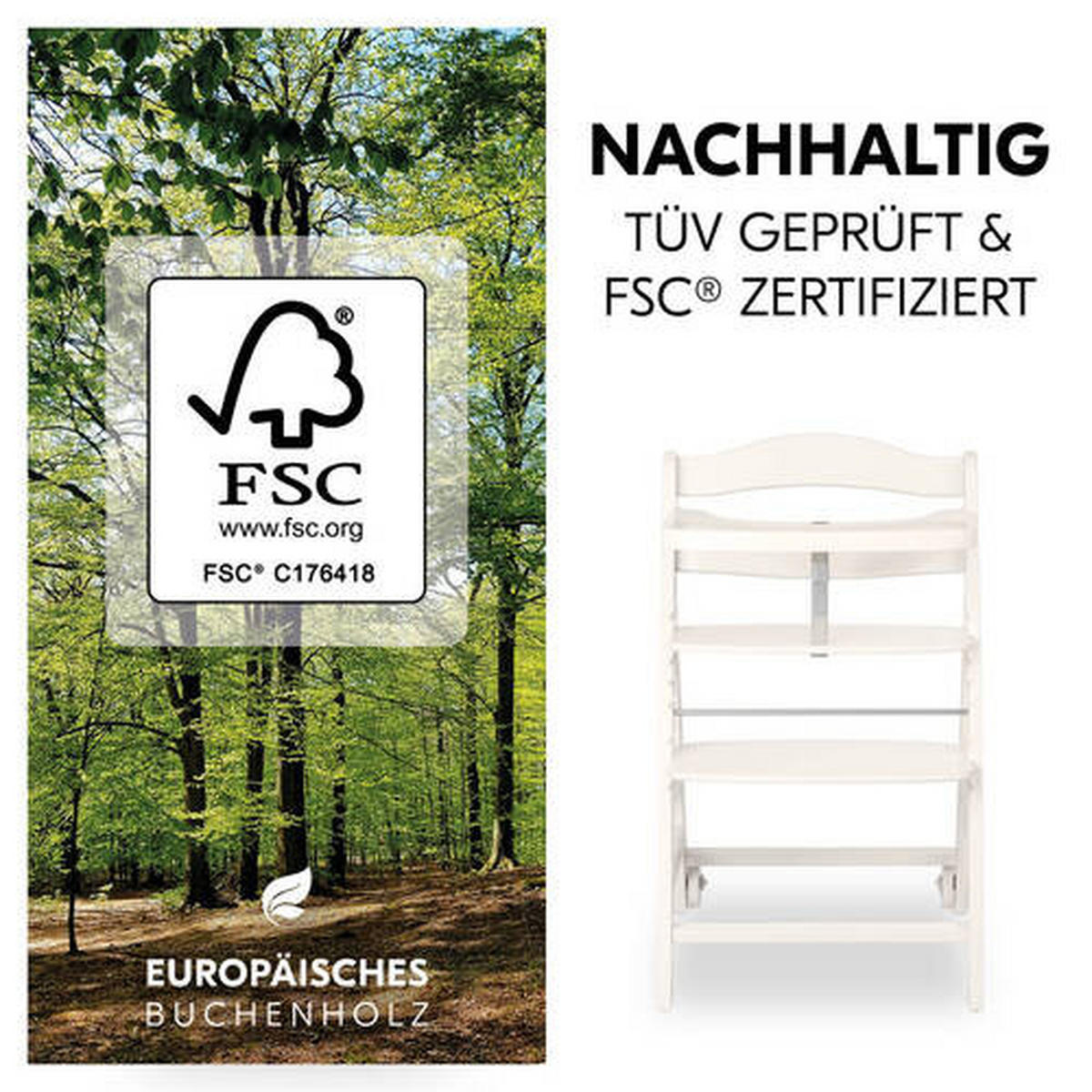 HOCHSTUHL Beta+ Weiß White  - Weiß, Basics, Holz (48/79/58cm) - Hauck