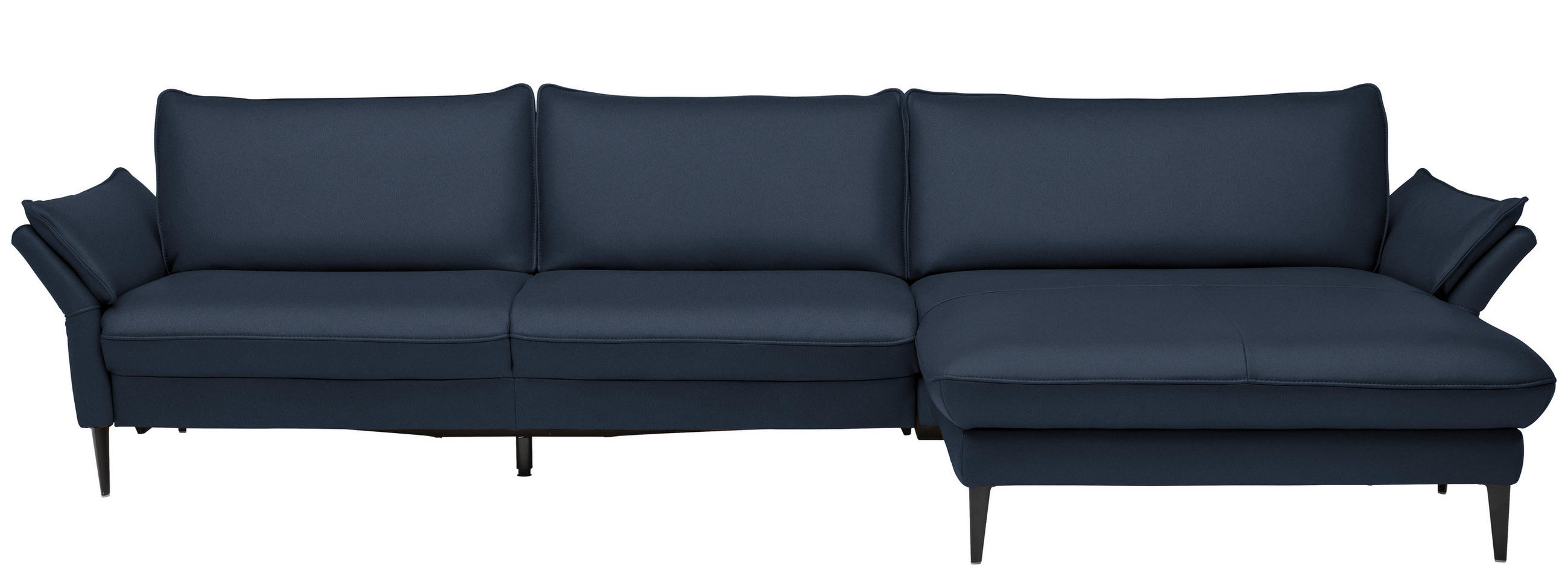 ECKSOFA in Echtleder Dunkelblau  334/172 cm  - Schwarz/Dunkelblau, Design, Leder/Metall (334/172cm) - Valdera