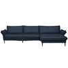 ECKSOFA in Echtleder Dunkelblau  - Schwarz/Dunkelblau, Design, Leder/Metall (334/172cm) - Valdera