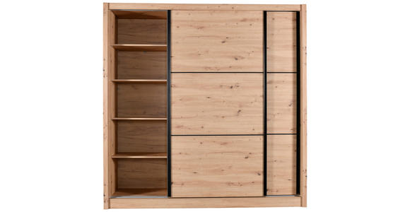 SCHIEBETÜRENSCHRANK 213/215,5/60 cm 2-türig Eiche Artisan  - Schwarz/Eiche Artisan, Basics, Holzwerkstoff/Metall (213/215,5/60cm) - Xora