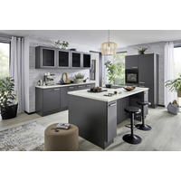 ECKKÜCHE 240/120 cm  in Graphitfarben  - Edelstahlfarben/Hellgrau, KONVENTIONELL, Glas/Holzwerkstoff (240/120cm) - Venda