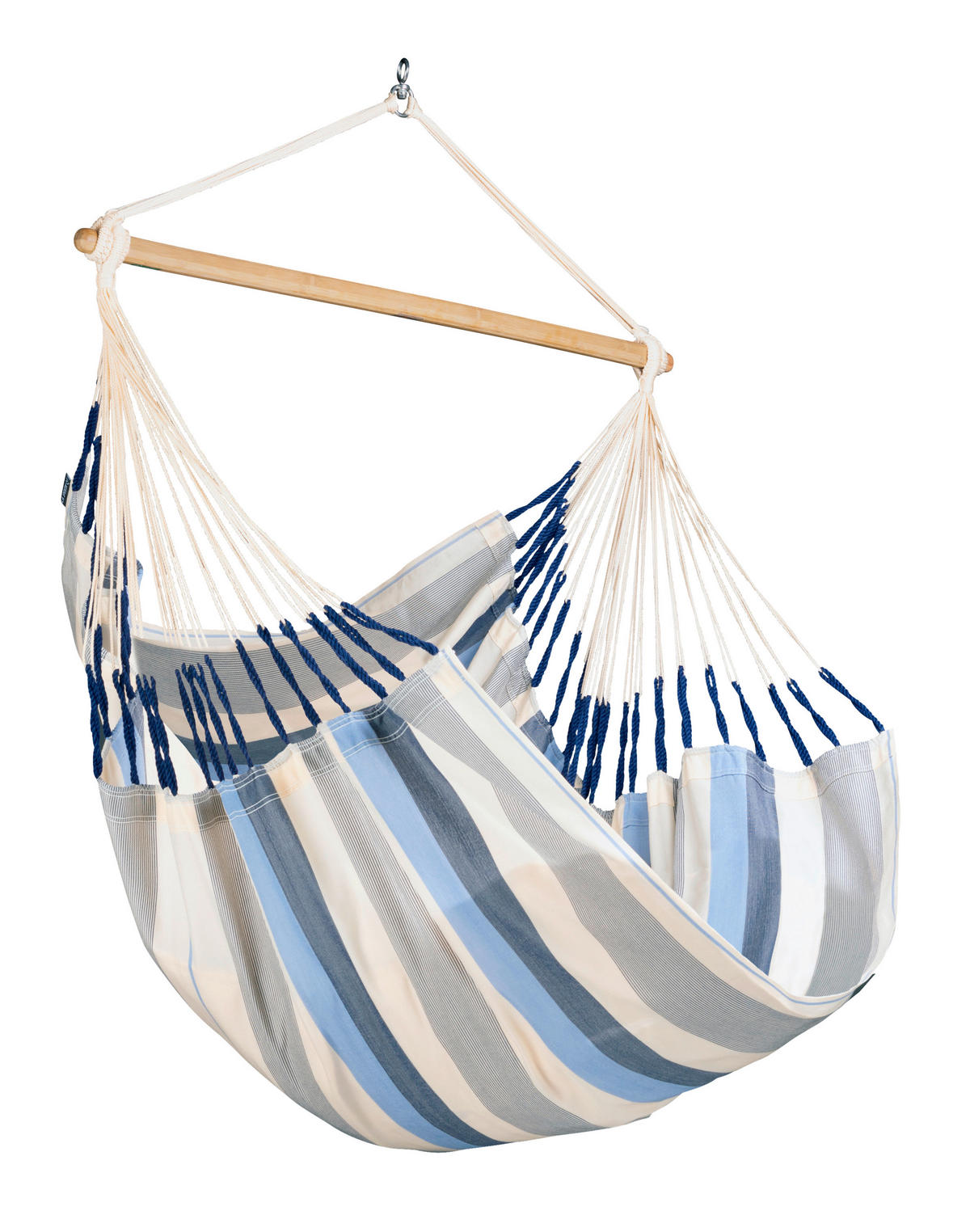 HÄNGESESSEL comfort outdoor 110/160/180 cm  - Weiß/Dunkelblau, KONVENTIONELL, Holz/Textil (110/160/180cm) - La Siesta