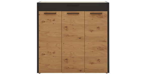 SCHUHSCHRANK 127/126/37 cm - Eichefarben/Schwarz, Design, Holz/Metall (127/126/37cm) - Dieter Knoll