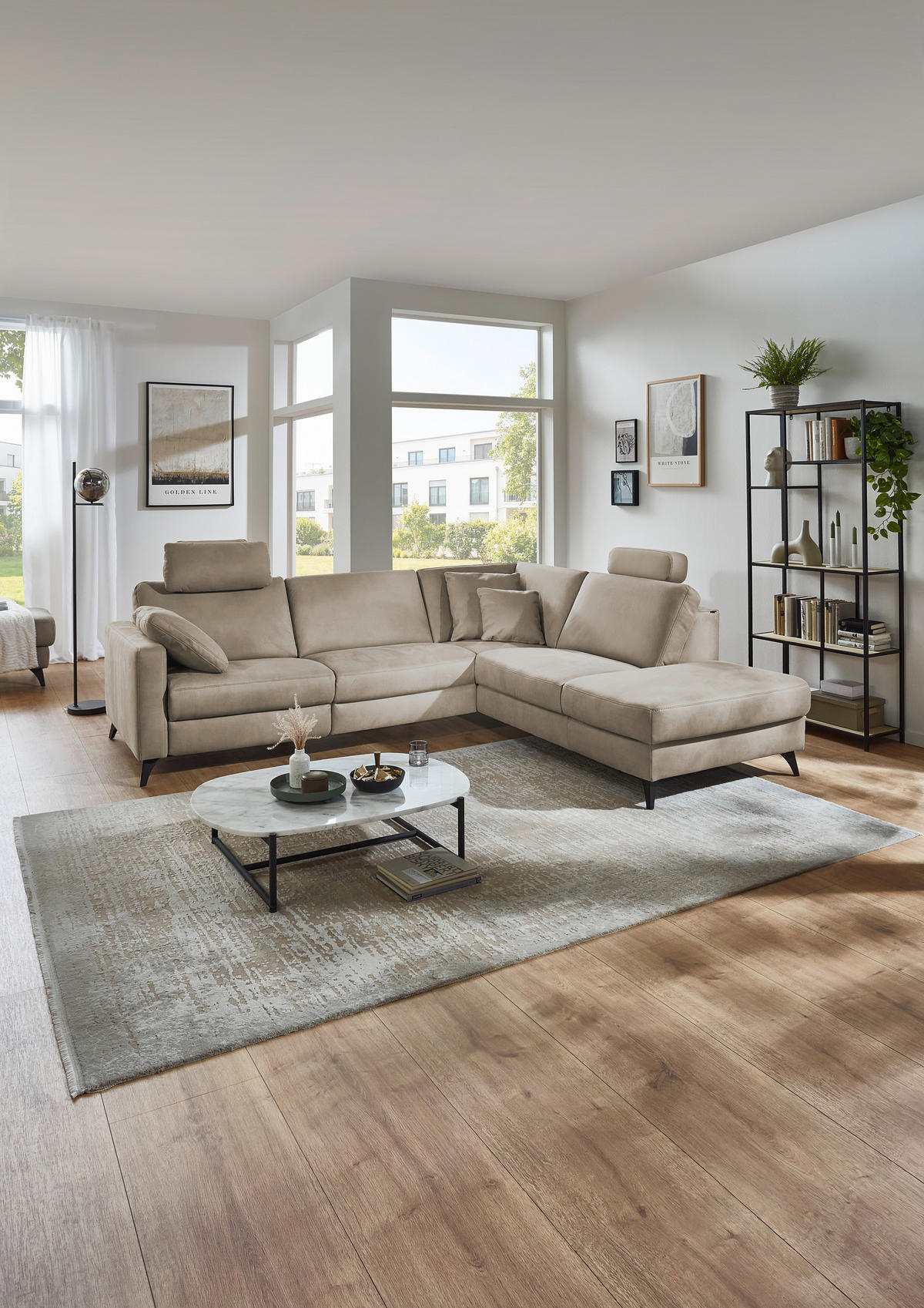 ECKSOFA Dieter Knoll Beigebraun Mikrofaser  - Beigebraun/Schwarz, Design, Textil/Metall (269/238cm) - Dieter Knoll