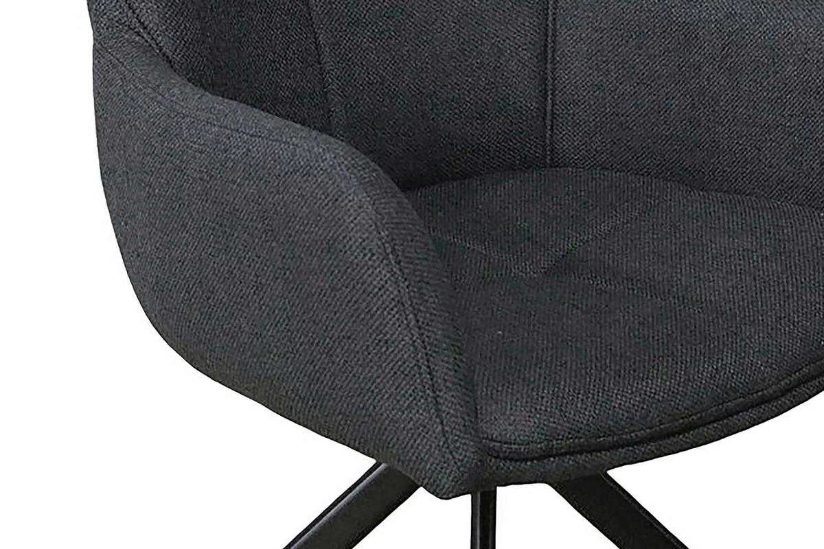 ARMLEHNSTUHL-SET 2 Stück Sitzfläche 360° drehbar Webstoff  Dunkelgrau  - Dunkelgrau, MODERN, Textil/Metall (57/90/63cm) - MID.YOU