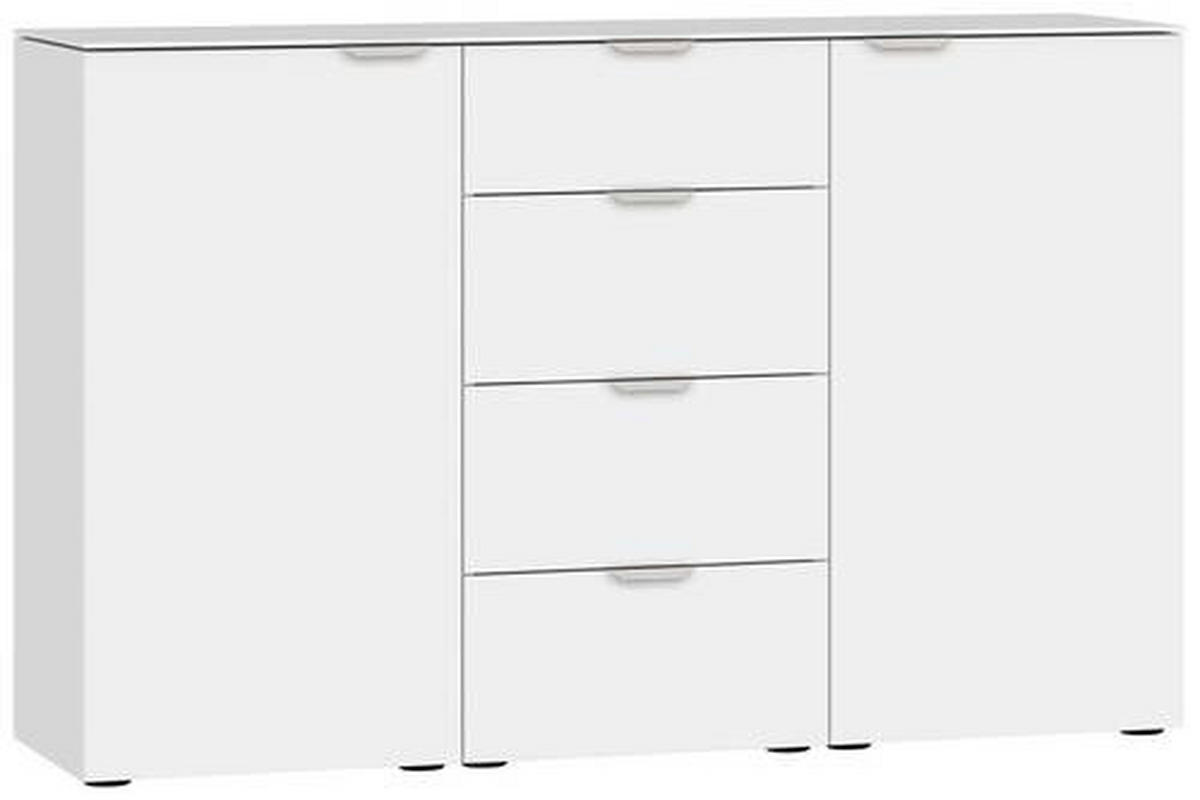 SIDEBOARD  in 135/87/43 cm  - Edelstahlfarben/Schwarz, Design, Glas/Holzwerkstoff (135/87/43cm) - Jutzler