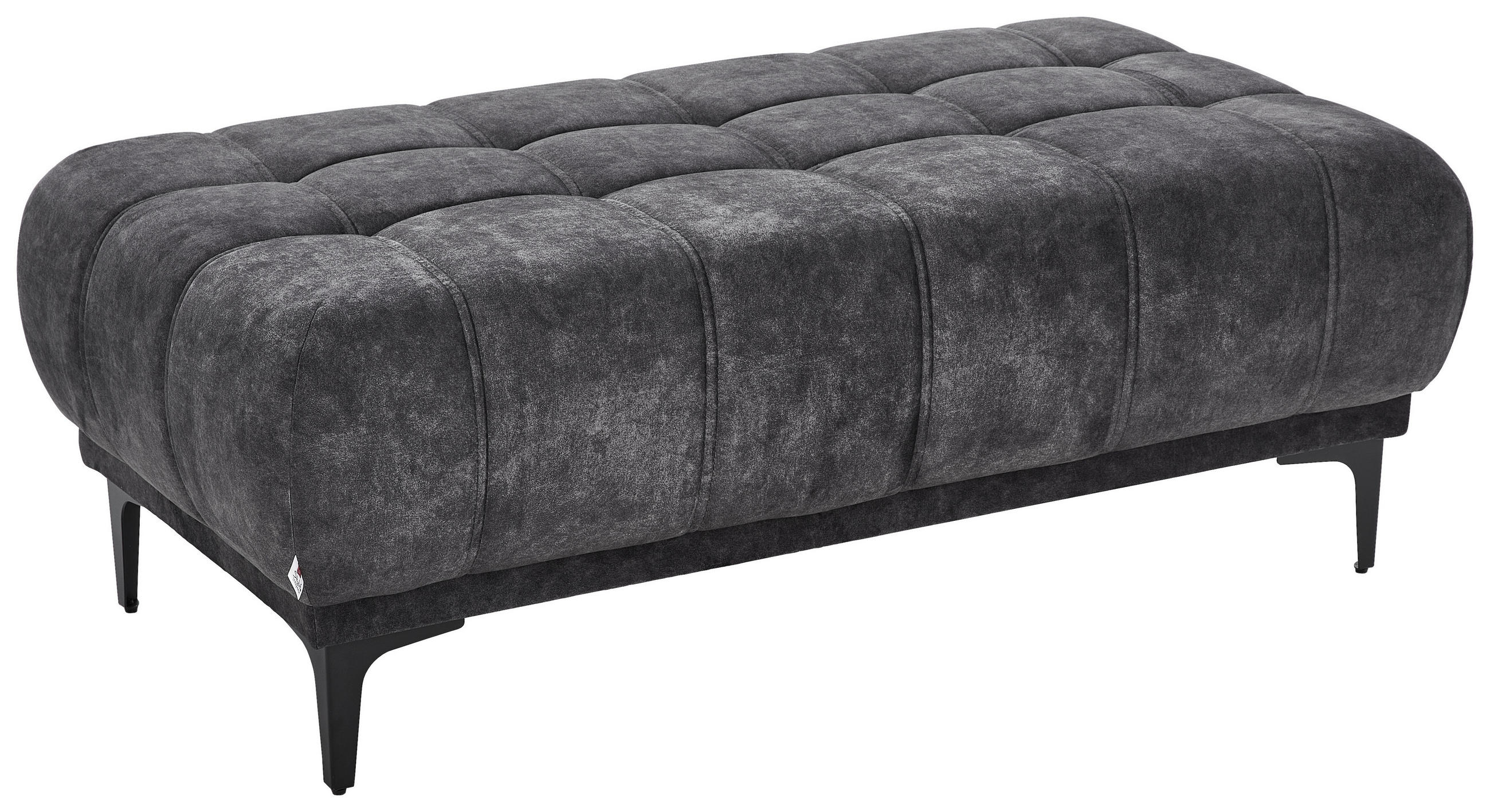 HOCKER Cancun Velours Graphitfarben  - Schwarz/Graphitfarben, Design, Textil/Metall (131/47/71cm) - Stylife