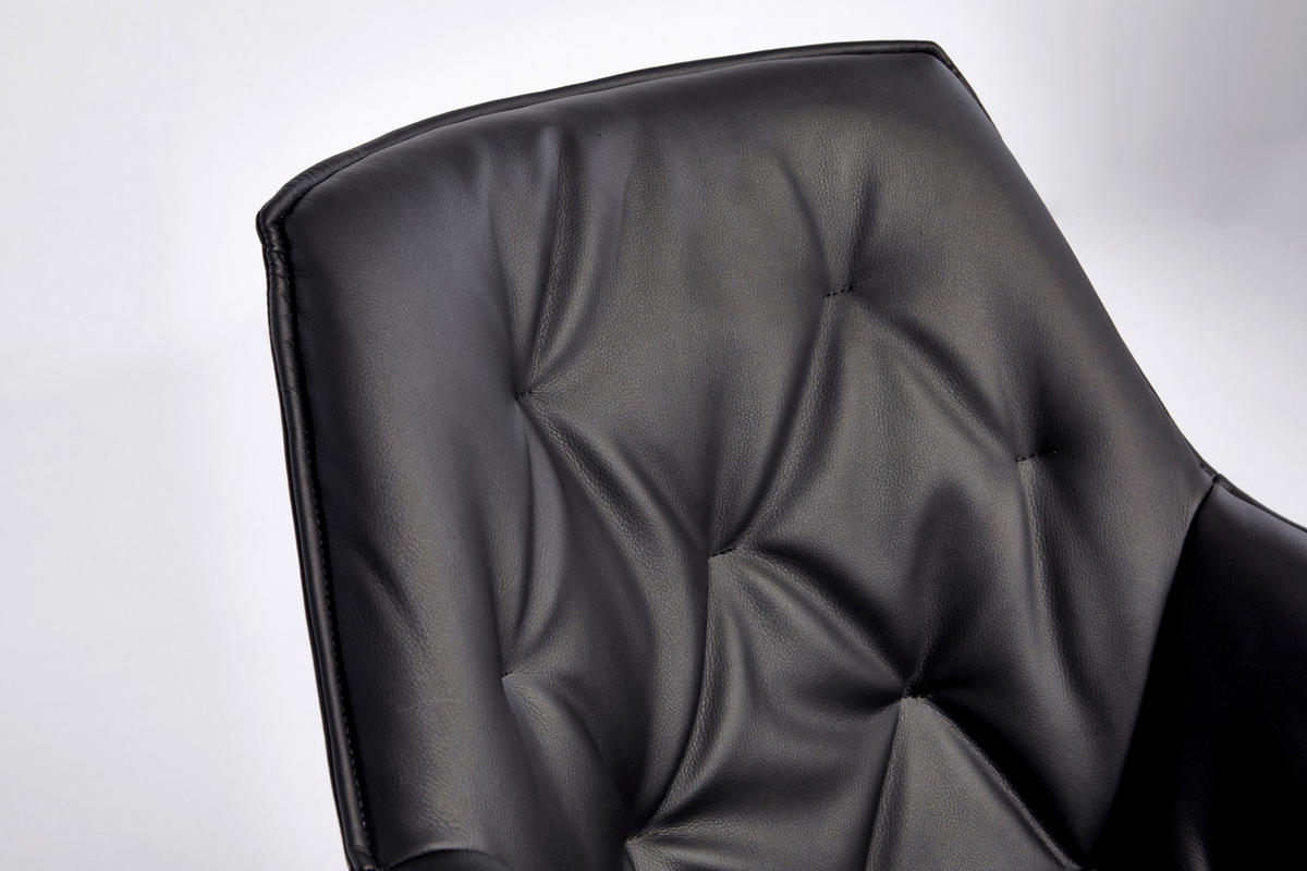 DREHSTUHL  in Lederlook Schwarz, Chromfarben  - Chromfarben/Schwarz, Modern, Kunststoff/Textil (61/61/84cm) - Livetastic