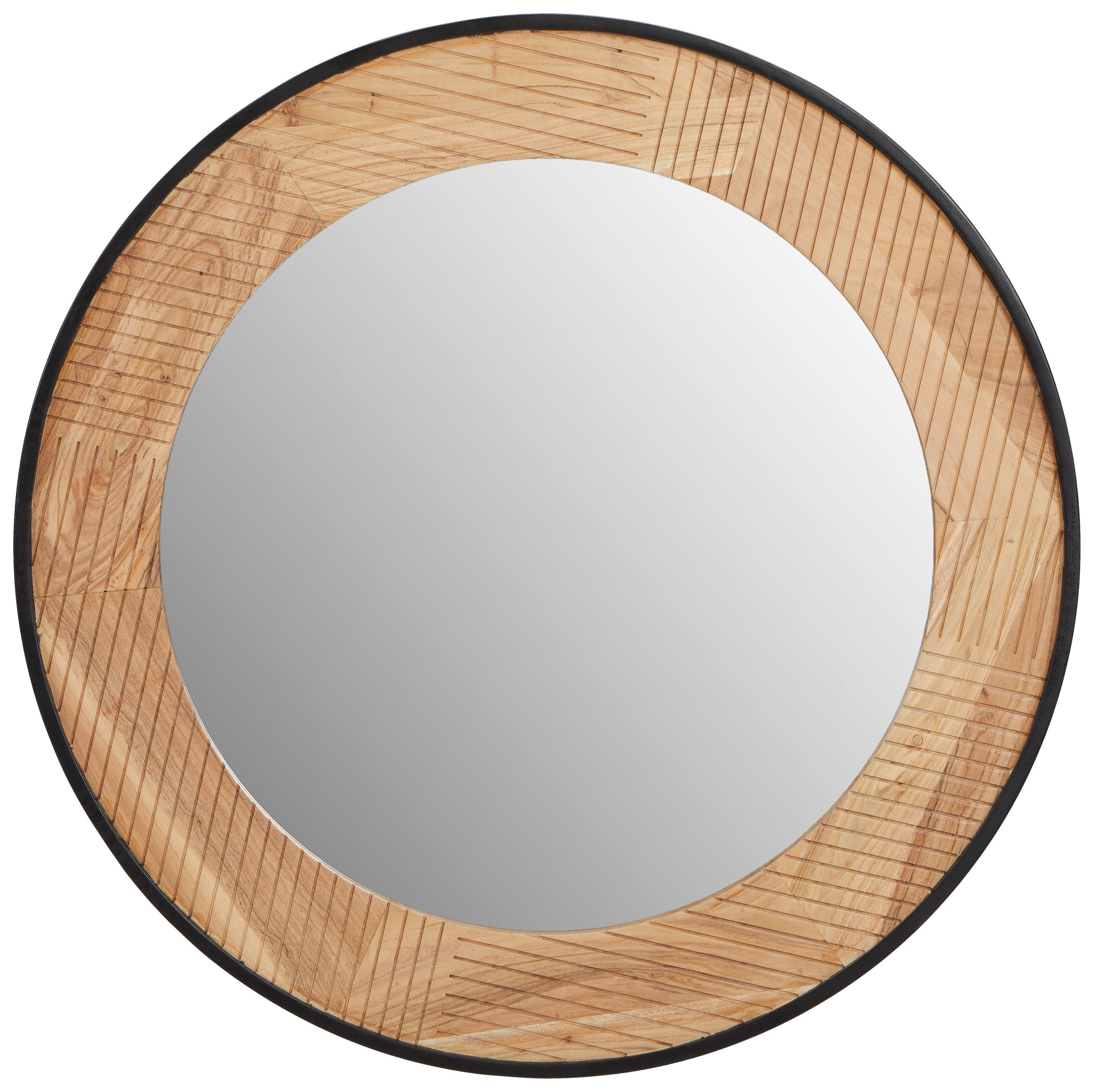 WANDSPIEGEL 100/100/3,5 cm - Schwarz/Akaziefarben, Lifestyle, Glas/Holz (100/100/3,5cm) - Landscape