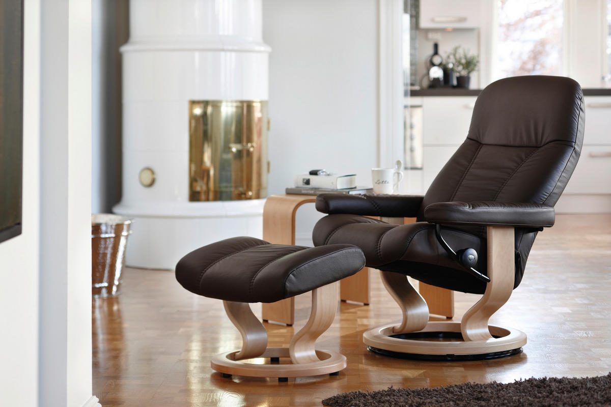 RELAXSESSELSET in Leder Braun  - Naturfarben/Braun, Natur, Leder/Holz (76/100/71cm) - Stressless