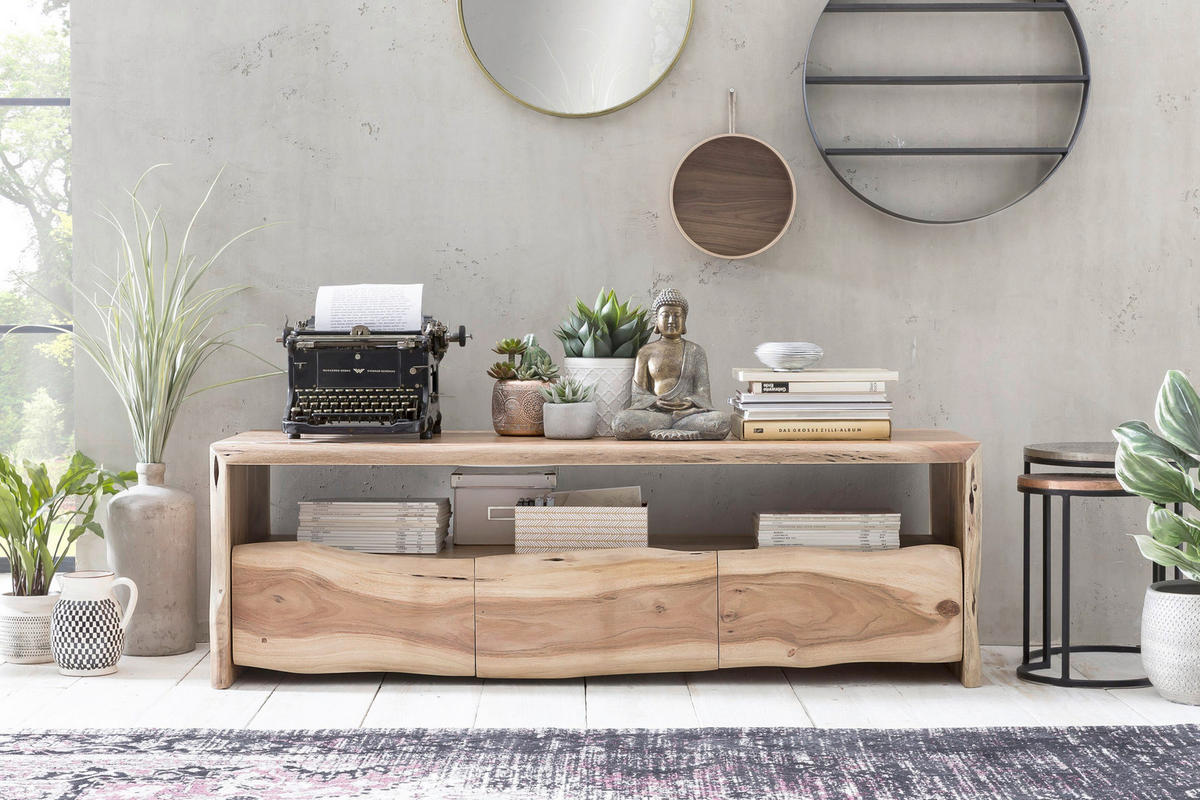 LOWBOARD  146/46/50 cm 3 Schublade(n)  - Naturfarben, Design, Holz (146/46/50cm) - MID.YOU