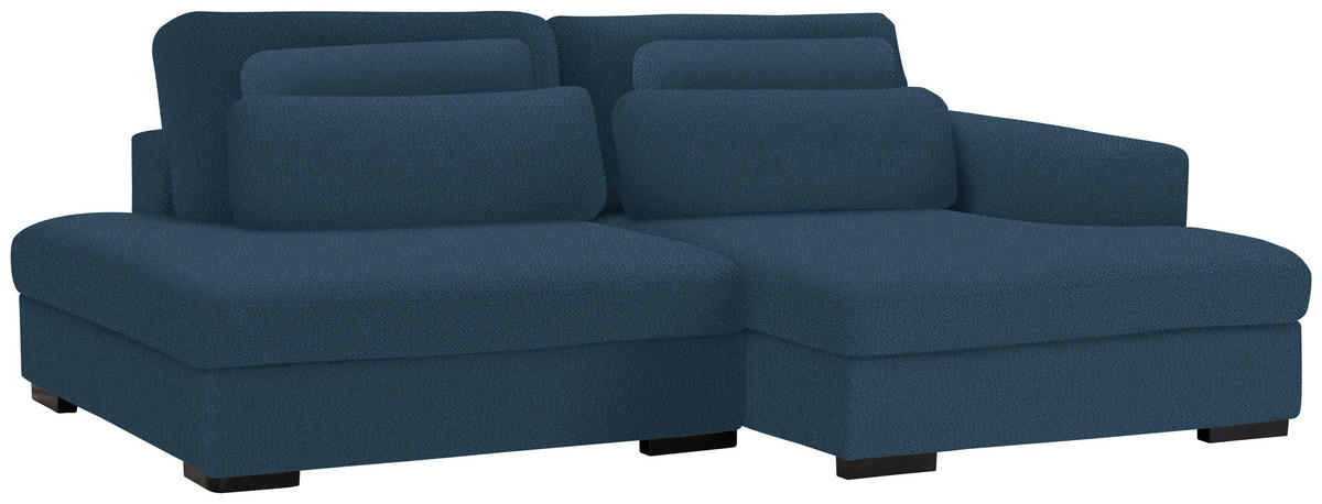 ECKSOFA in Chenille Blau  - Blau/Schwarz, Design, Kunststoff/Textil (223/158cm) - Lomoco