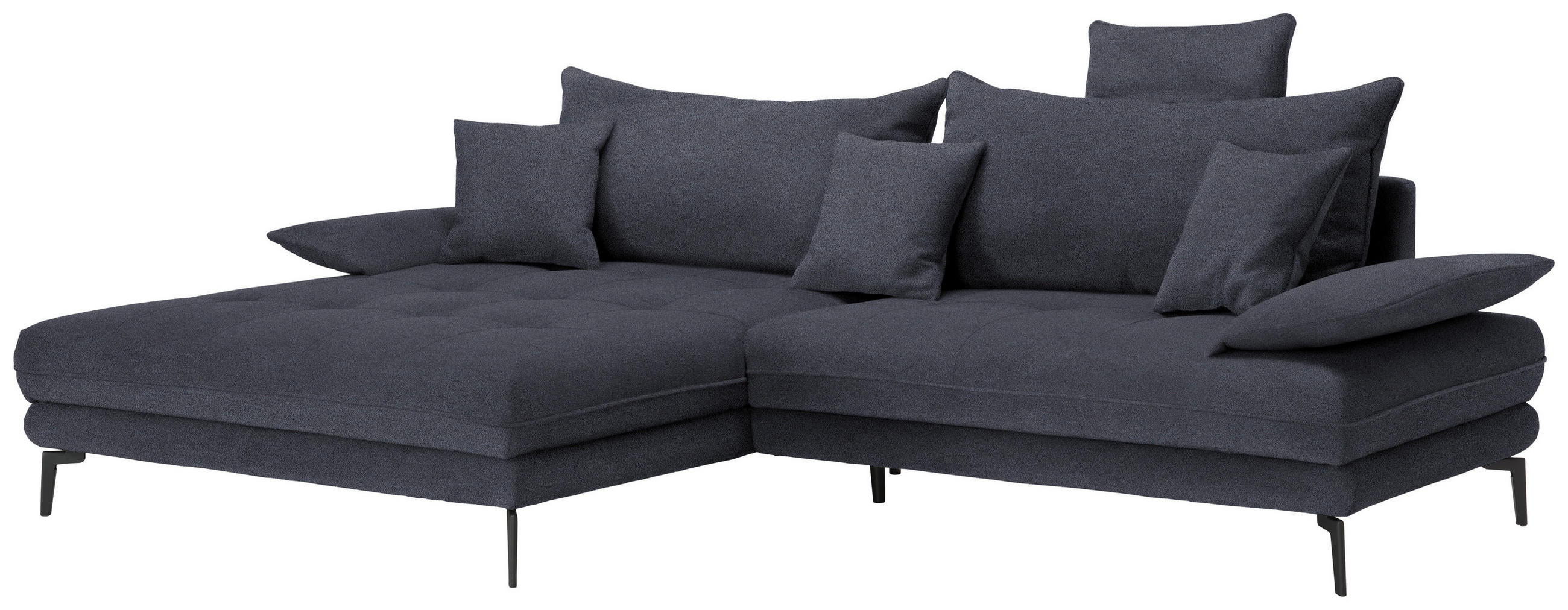 ECKSOFA PRATO Anthrazit Mikrofaser  - Anthrazit/Schwarz, MODERN, Textil/Metall (176/292cm) - MID.YOU