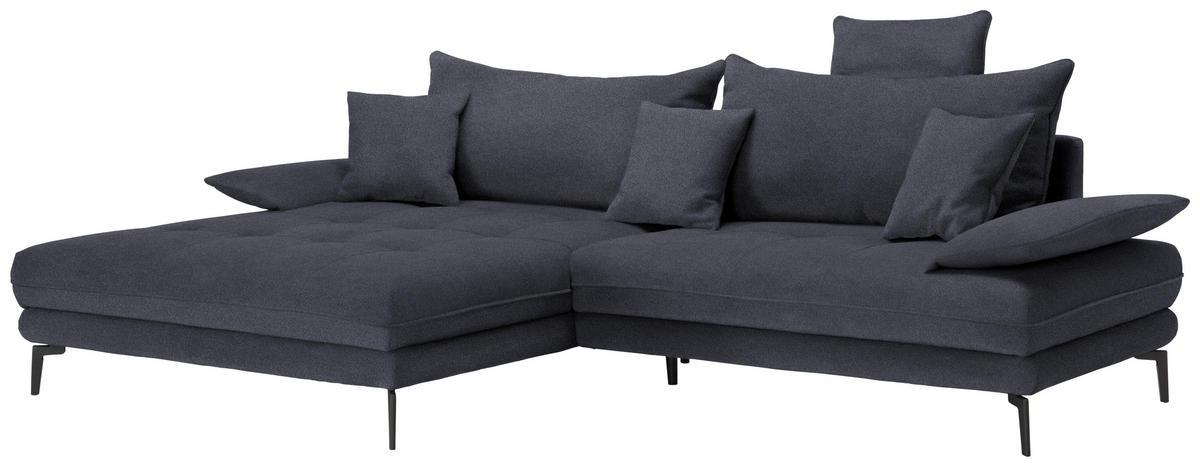 ECKSOFA PRATO Anthrazit Mikrofaser  - Anthrazit/Schwarz, MODERN, Textil/Metall (176/292cm) - MID.YOU