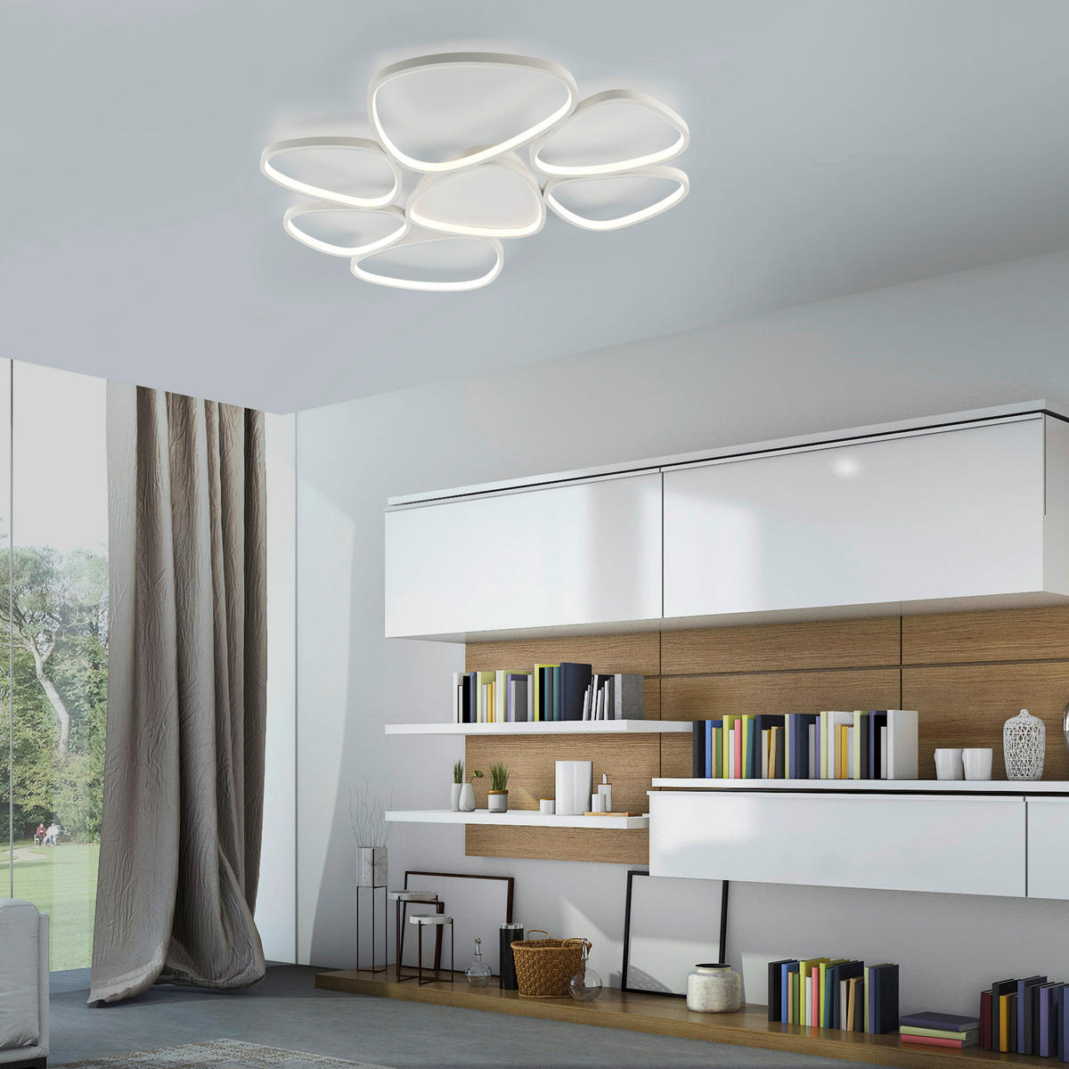 LED-DECKENLEUCHTE 92/70/6,5 cm  - Weiß, Design, Kunststoff/Metall (92/70/6,5cm) - Just Light