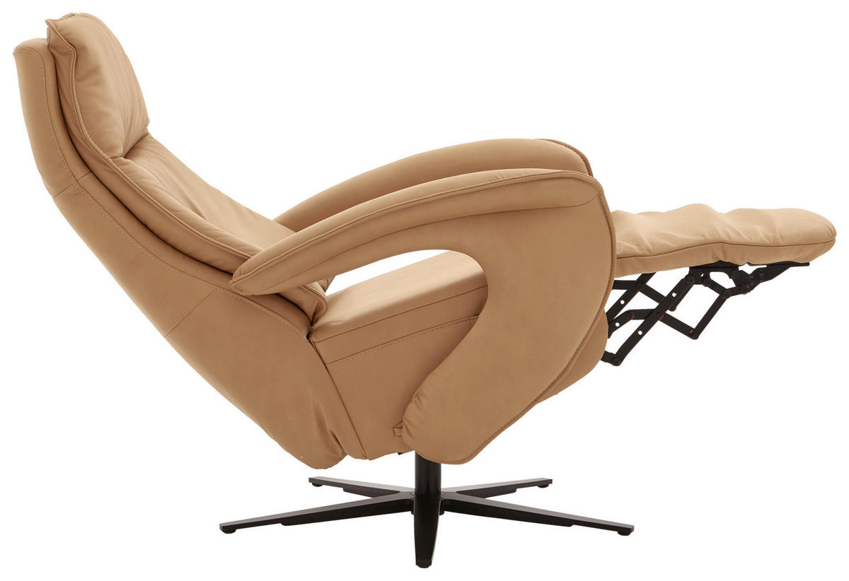 RELAXSESSEL in Leder Dunkelgelb  - Dunkelgelb/Schwarz, Design, Leder/Metall (77/110/87cm) - Valdera