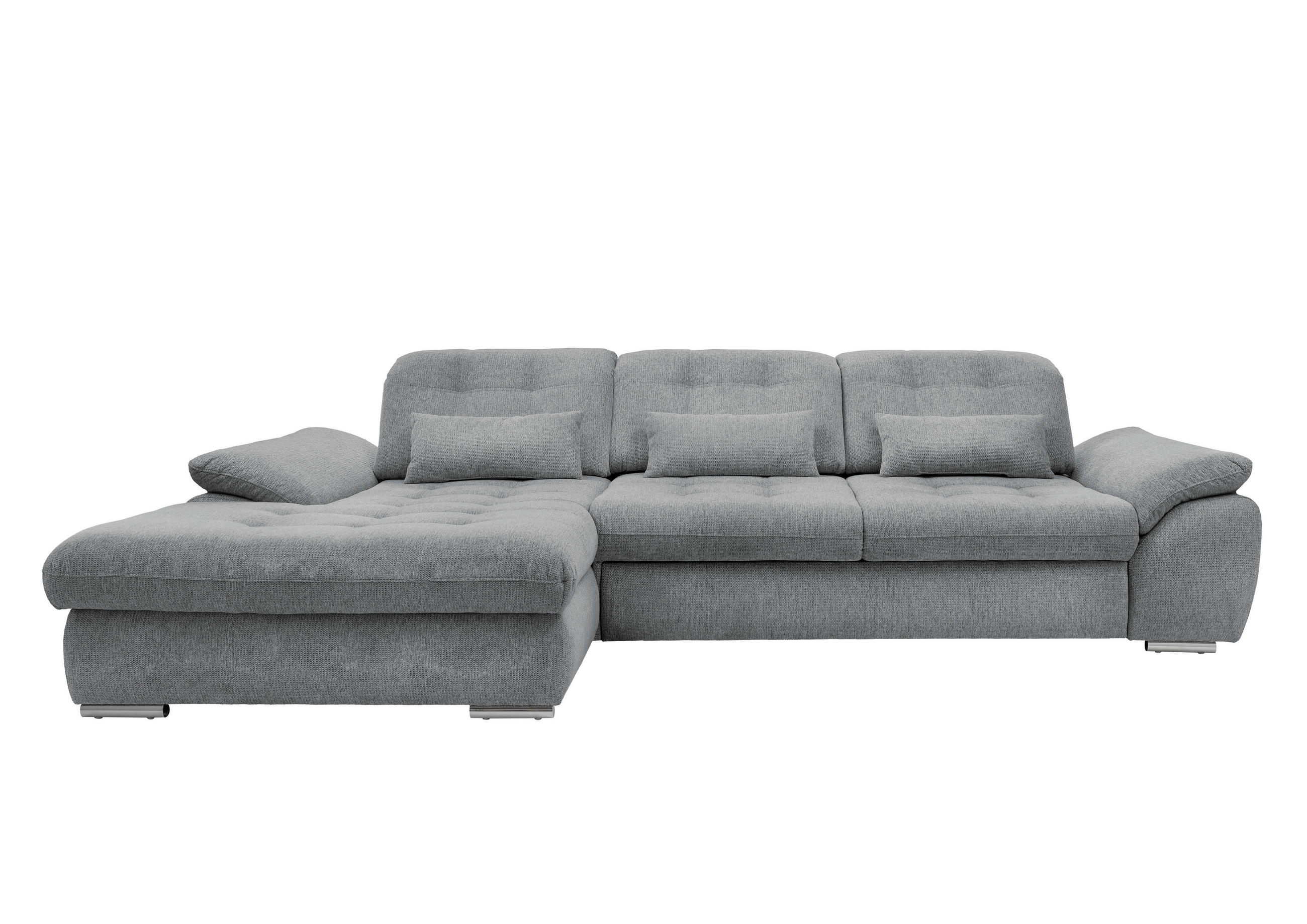 ECKSOFA in Chenille Silberfarben - Chromfarben/Anthrazit, MODERN, Textil/Metall (184/314cm) - Livetastic