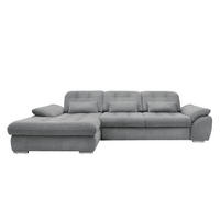 ECKSOFA in Chenille Silberfarben  - Chromfarben/Anthrazit, Modern, Textil/Metall (184/314cm) - Livetastic