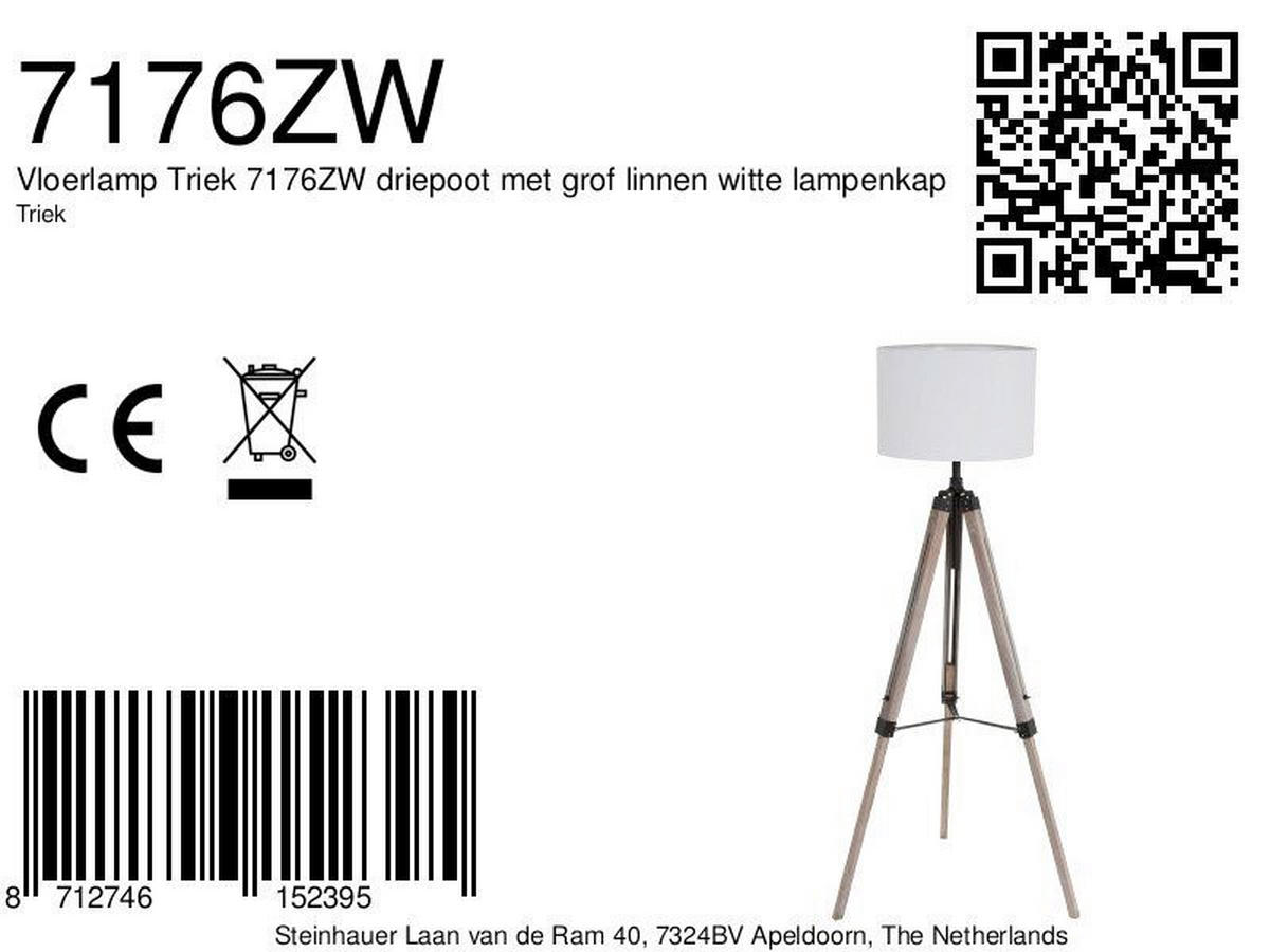 STEHLEUCHTE - Weiss/Eiche grau, Trend, Naturmaterialien/Holz (75/125-165/75cm)