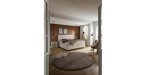 BOXSPRINGBETT 180/200 cm,  in Creme, H2 + H3 = mittel + fest  - Creme, KONVENTIONELL, Kunststoff/Textil (180/200cm) - Voleo