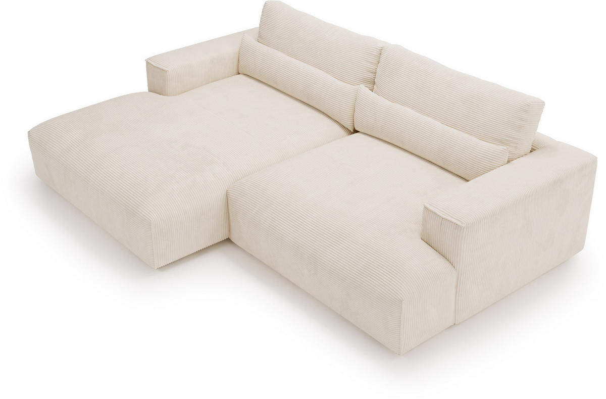 ECKSOFA in Cord Creme  - Creme/Schwarz, Design, Kunststoff/Textil (187/267cm) - Stylife
