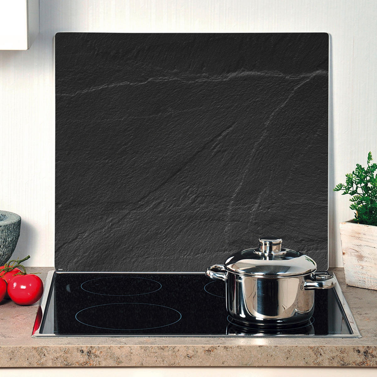 HERDABDECKPLATTE 3659513  - Schwarz, Basics, Glas (56/50/1,4cm) - Kesper