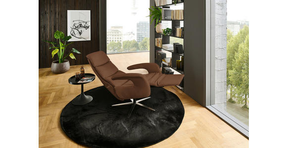 RELAXSESSEL in Leder Cognac  - Edelstahlfarben/Cognac, Design, Leder/Metall (76/119/86cm) - Dieter Knoll