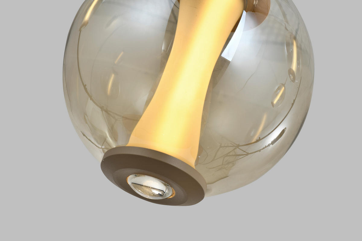 LED-HÄNGELEUCHTE Orleans 120/150/18 cm  - Sandfarben, Design, Glas/Metall (120/150/18cm)