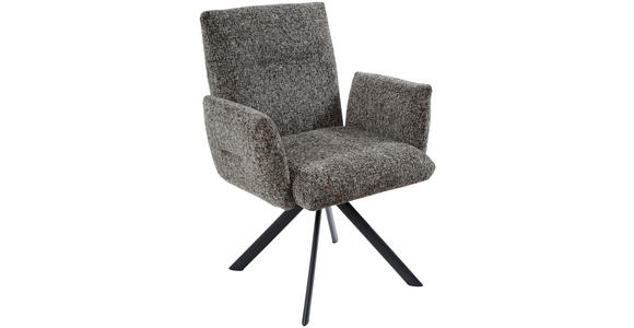 ARMLEHNSTUHL  Sitzfläche 360° drehbar, inklusive Armlehnen Webstoff  - Schwarz/Braun, Design, Textil/Metall (68/88/66cm) - Hom`in