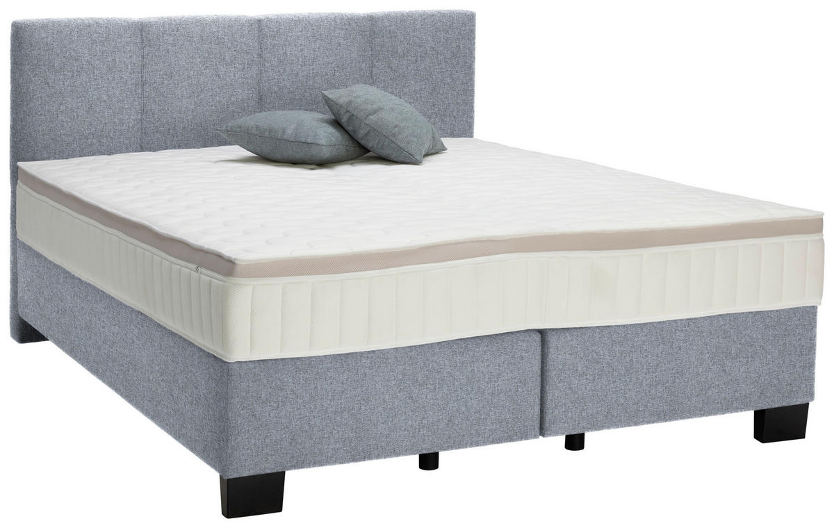 BOXSPRINGBETT 180/200 cm  in Grau  - Schwarz/Grau, Design, Kunststoff/Textil (180/200cm) - Hom`in