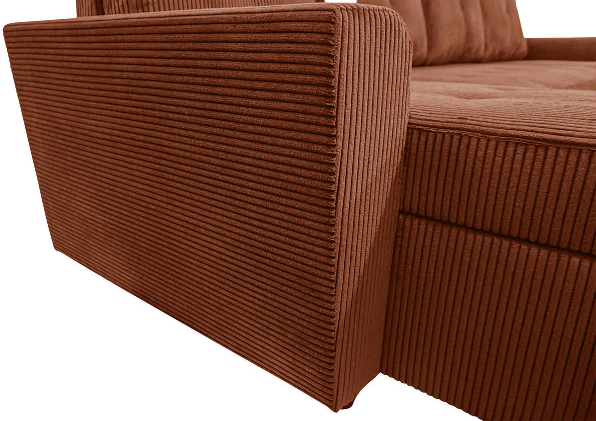WOHNLANDSCHAFT TERMOLI Rostfarben Cord  - Rostfarben/Schwarz, Design, Kunststoff/Textil (155/296/155cm) - MID.YOU