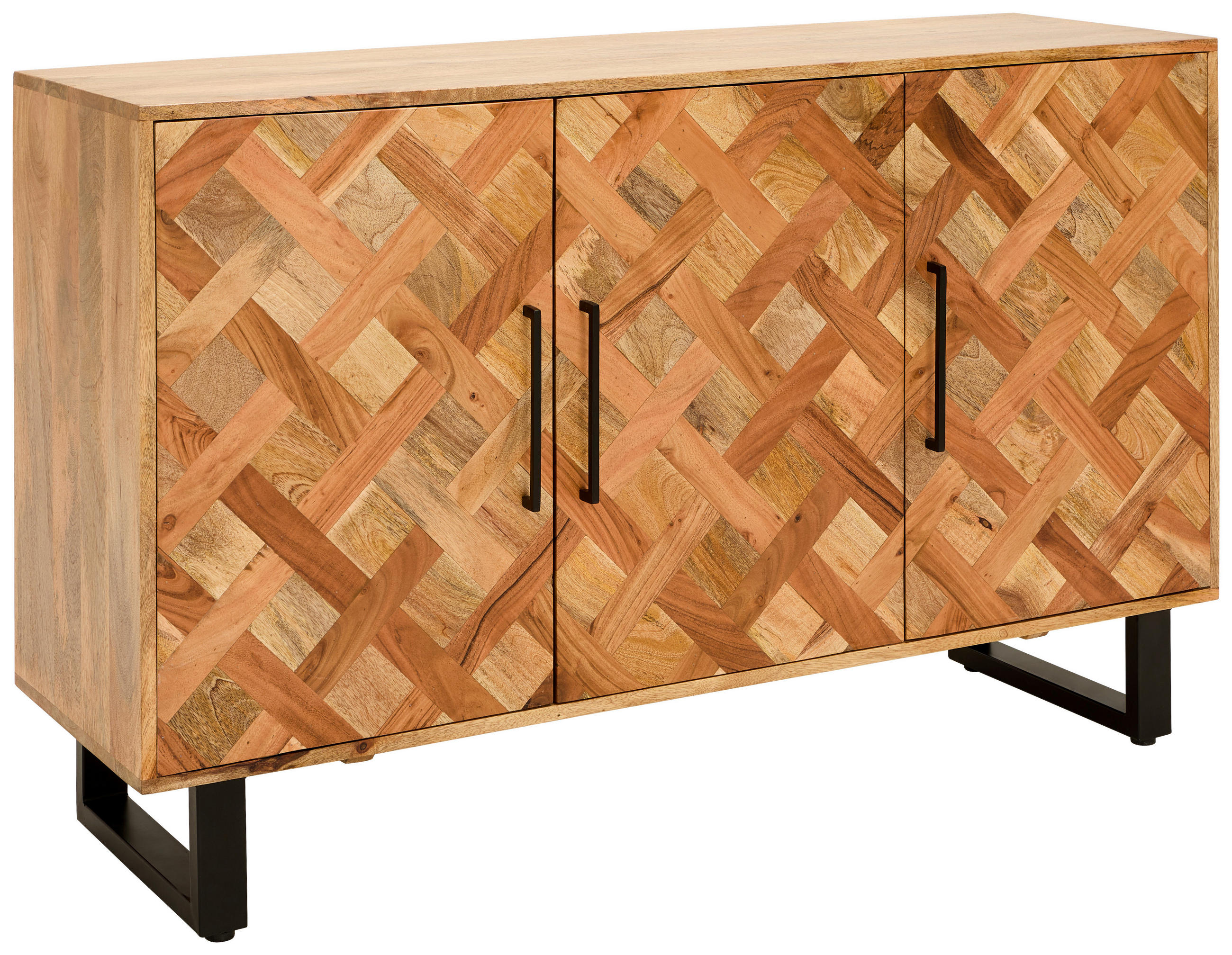 SIDEBOARD Moroni  in 130/80/40 cm  - Schwarz/Naturfarben, Natur, Holz/Metall (130/80/40cm) - Livetastic