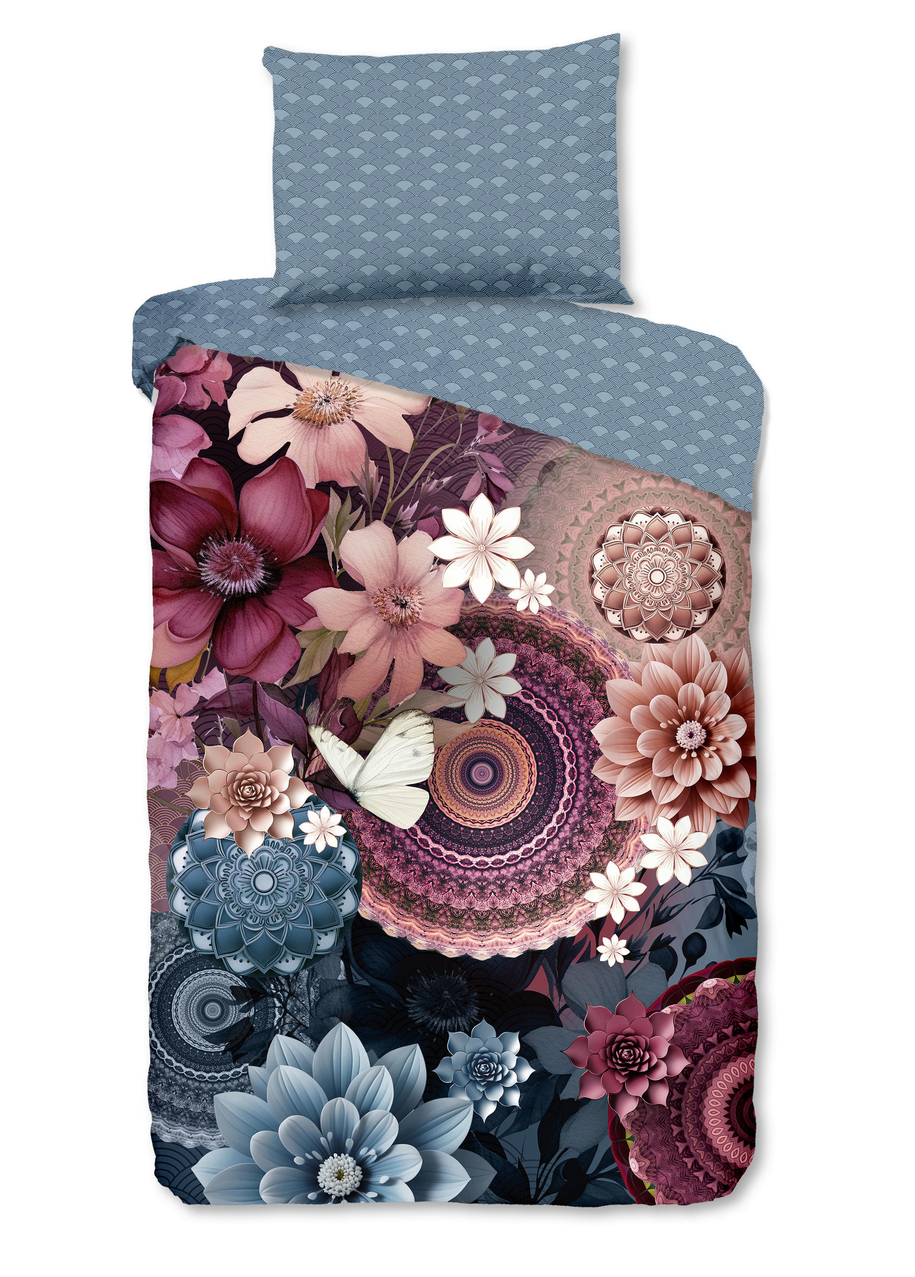 BETTWÄSCHE HIP Satin 140/200 cm - Blau/Bordeaux, Design, Textil (140/200cm)