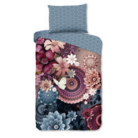 BETTWÄSCHE HIP Satin 140/200 cm  - Blau/Bordeaux, Design, Textil (140/200cm)